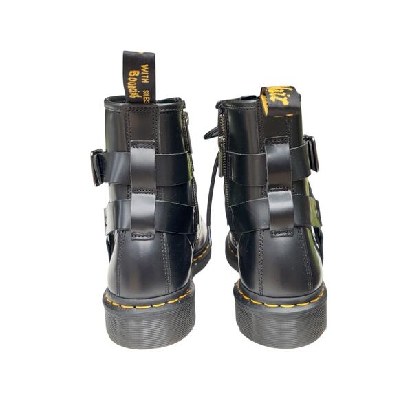 Dr Martens Boots Women's 9 Black Cristofor Leather Moto Harness Buckle - Picture 6 of 9